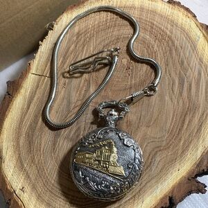 Vintage MORITA  Locomotive TRAIN Pocket Watch New Battery